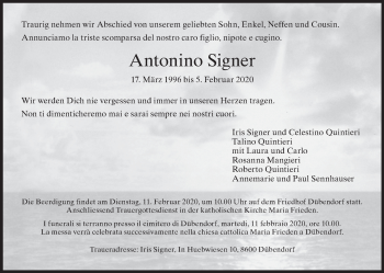 Traueranzeige von Antonino Signer von VO solo