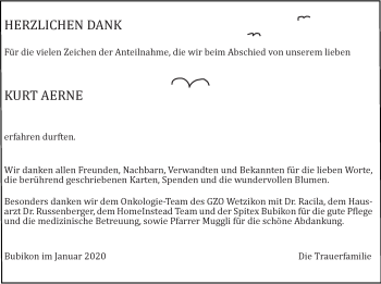 Traueranzeige von Kurt Aerne von ZO solo