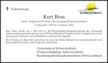 Traueranzeige von Kurt Boss von VO solo