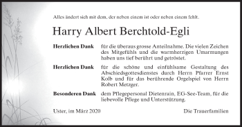Traueranzeige von Harry Albert Berchtold-Egli von AvU
