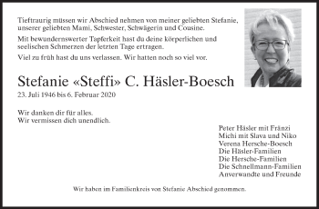 Traueranzeige von Stefanie C. Häsler-Boesch von AvU