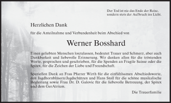 Traueranzeige von Werner Bosshard von AvU