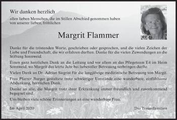 Traueranzeige von Margrit Flammer von ZO solo