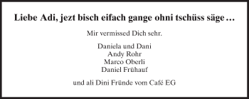 Traueranzeige von Adi  von GL solo