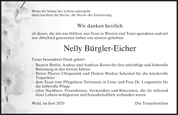 Traueranzeige von Nelly Bürgler-Eicher von AvU