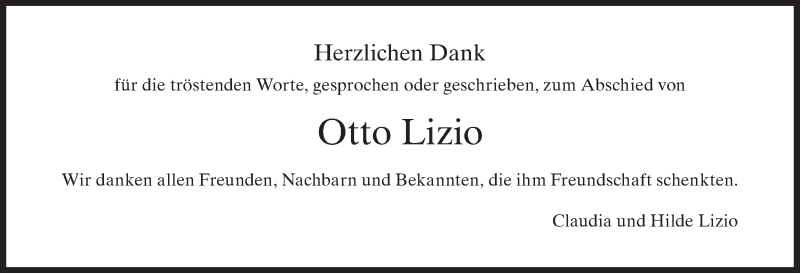  Traueranzeige für Otto Lizio vom 24.06.2020 aus AvU