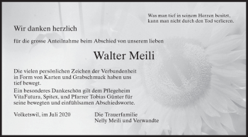 Traueranzeige von Walter Meili von GL solo