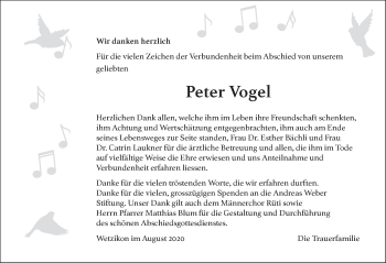 Traueranzeige von Peter Vogel von AvU