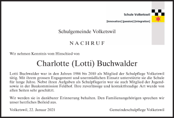 Traueranzeige von Charlotte Buschwlder von ZO solo