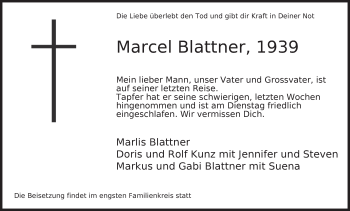 Traueranzeige von Marcel Blattner von AvU