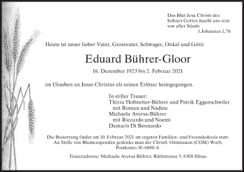 Traueranzeige von Eduard Bührer-Gloor von AvU