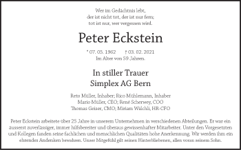 Traueranzeige von Peter Eckstein von VO solo