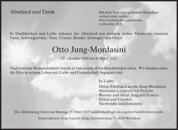 Traueranzeige von Otto Jung-Mordasini von AvU