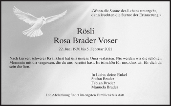 Traueranzeige von Rosa Brader Voser von reg_3