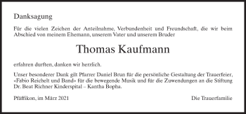 Traueranzeige von Thomas Kaufmann von AvU
