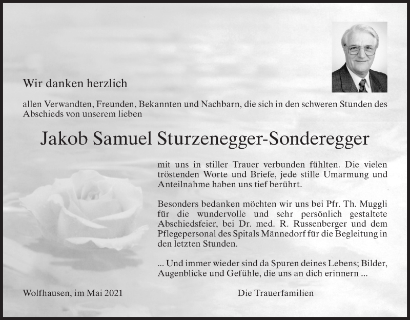  Traueranzeige für Jakob Samuel Sturzenegger-Sonderegger vom 05.05.2021 aus AvU