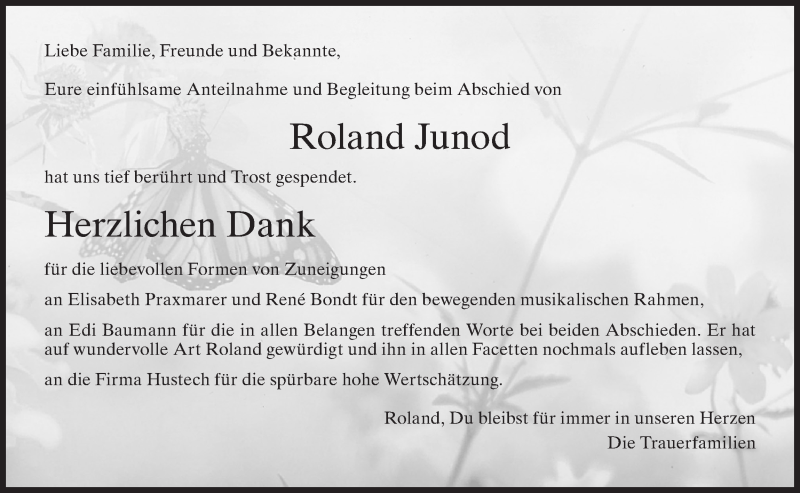  Traueranzeige für Roland  Junod vom 23.06.2021 aus AvU