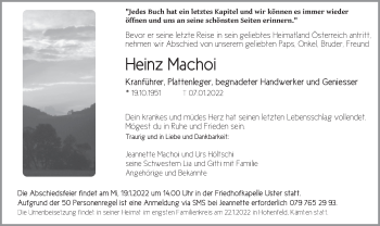 Traueranzeige von Heinz Machoi von AvU