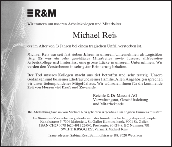 Traueranzeige von Michael Reis von AvU