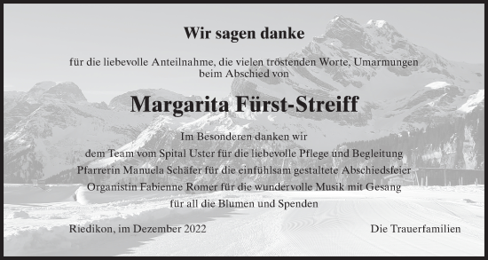 Traueranzeige von Margarita Fürst-Streiff von AvU