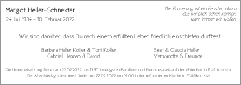 Traueranzeige von Margot Heller-Schneider von AvU