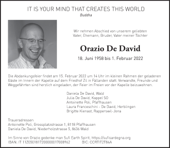 Traueranzeige von Orazio De David von AvU