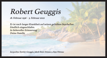 Traueranzeige von Robert Geuggis von AvU
