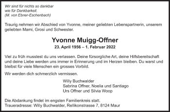 Traueranzeige von Yvonne Muigg-Offner von AvU