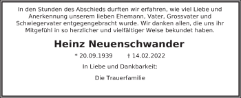 Traueranzeige von Heinz Neuenschwander von AvU