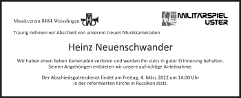 Traueranzeige von Heinz Neuenschwander von AvU