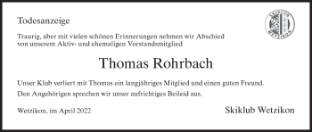 Traueranzeige von Thomas Rohrbach von AvU
