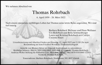 Traueranzeige von Thomas Rohrbach von AvU