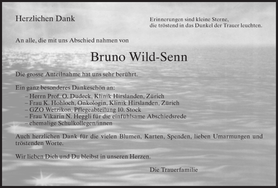 Traueranzeige von Bruno Wild-Senn von AvU