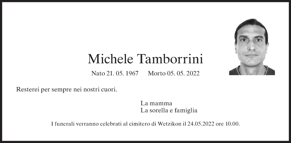  Traueranzeige für Michele Tamborrini vom 21.05.2022 aus AvU