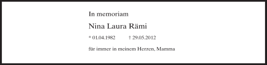 Traueranzeige von Nina Laura Rämi von AvU