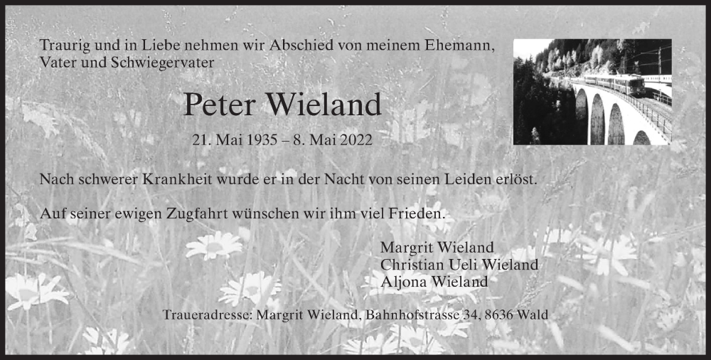  Traueranzeige für Peter Wieland vom 11.05.2022 aus AvU