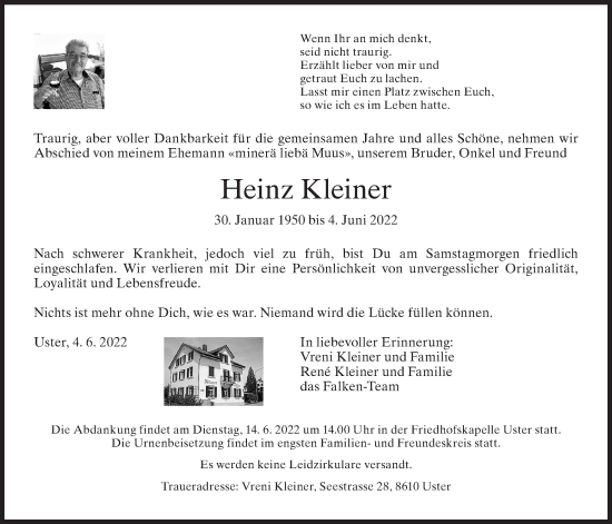 Traueranzeige von Heinz Kleiner von AvU