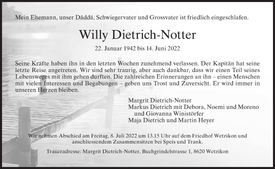 Traueranzeige von Willy Dietrich-Notter von AvU