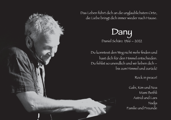 Traueranzeige von Daniel Schärz von AvU