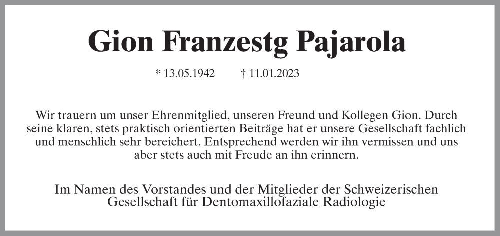  Traueranzeige für Gion Franzestg Pajarola vom 25.01.2023 aus AvU
