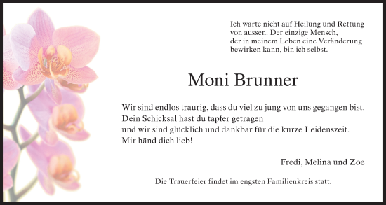 Traueranzeige von Moni Brunner von AvU