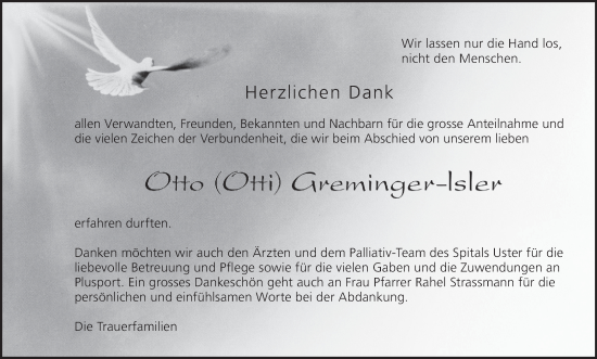 Traueranzeige von Otto Greminger-Isler von VO solo