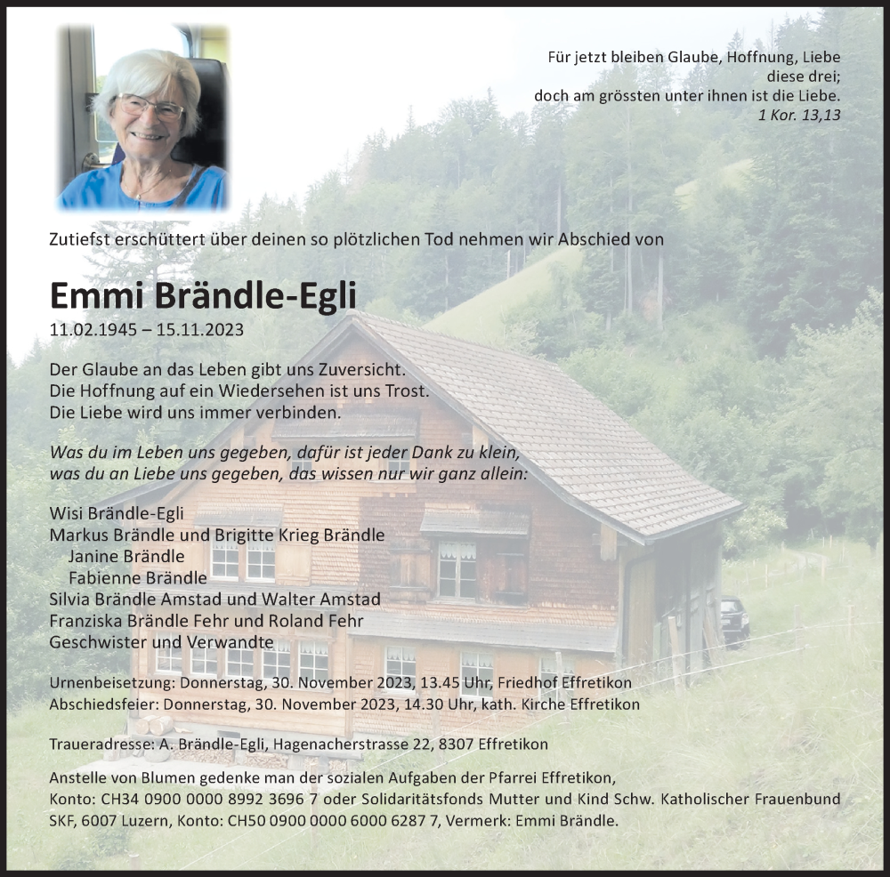  Traueranzeige für Emmi Brändle-Egli vom 23.11.2023 aus reg_2