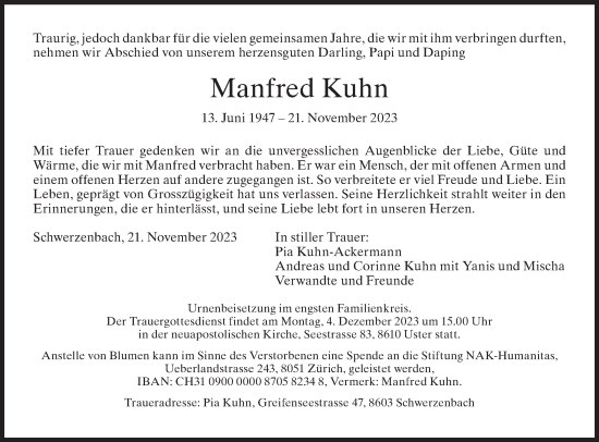 Traueranzeige von Manfred Kuhn von ZO solo