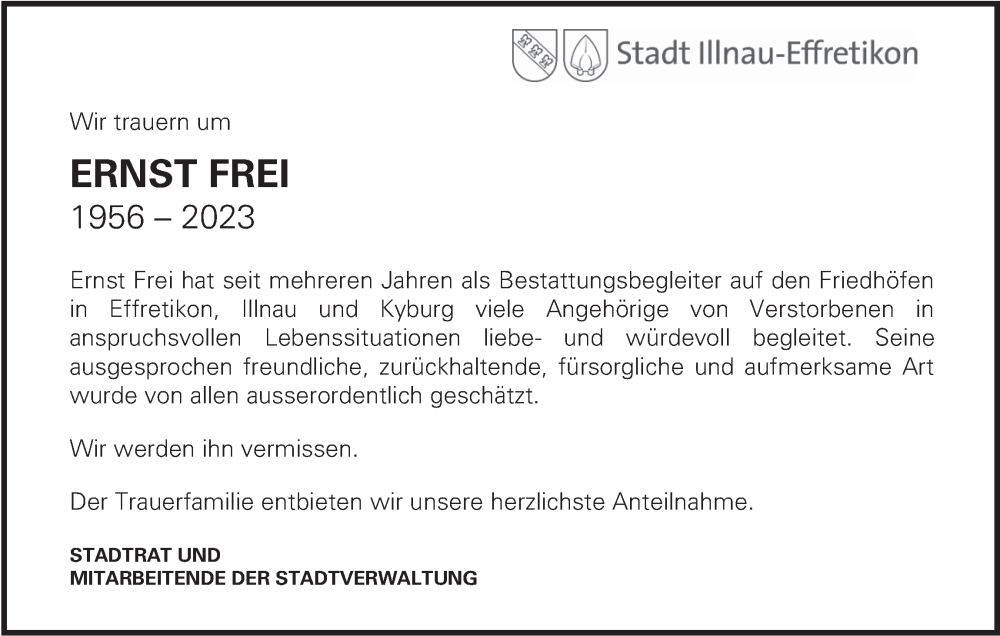  Traueranzeige für Ernst Frei vom 23.02.2023 aus reg_5