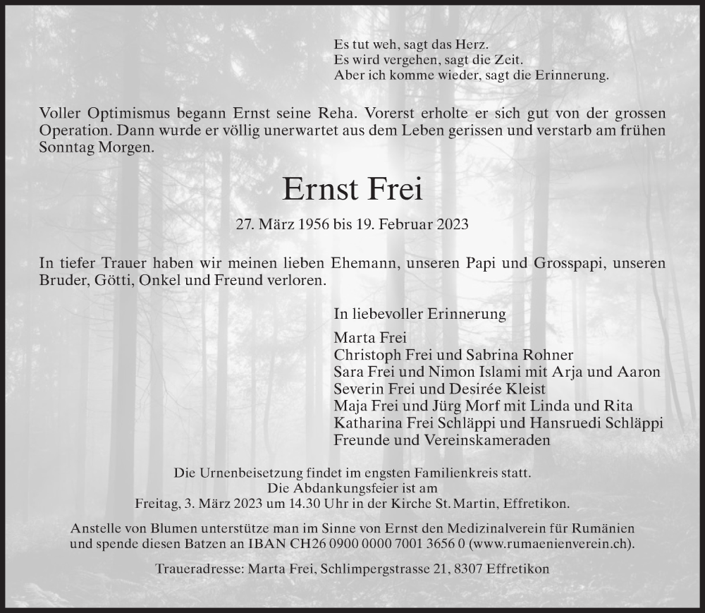  Traueranzeige für Ernst Frei vom 23.02.2023 aus reg_5