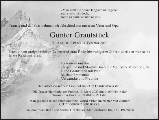 Traueranzeige von Günter Grautstück von AvU