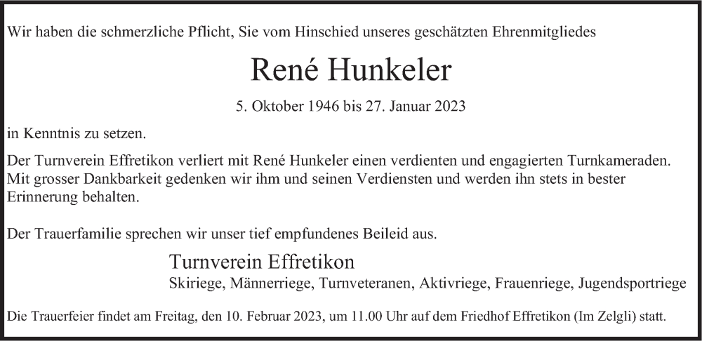  Traueranzeige für René Hunkeler vom 02.02.2023 aus reg_2