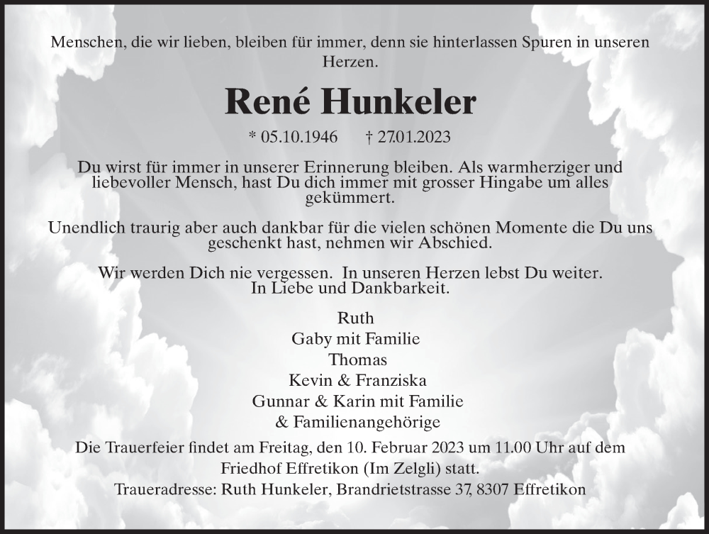  Traueranzeige für René Hunkeler vom 02.02.2023 aus reg_2