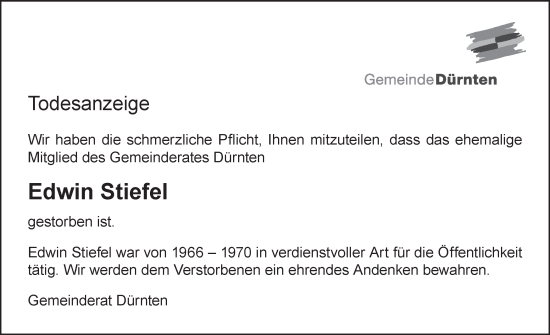 Traueranzeige von Edwin Stiefel von AvU